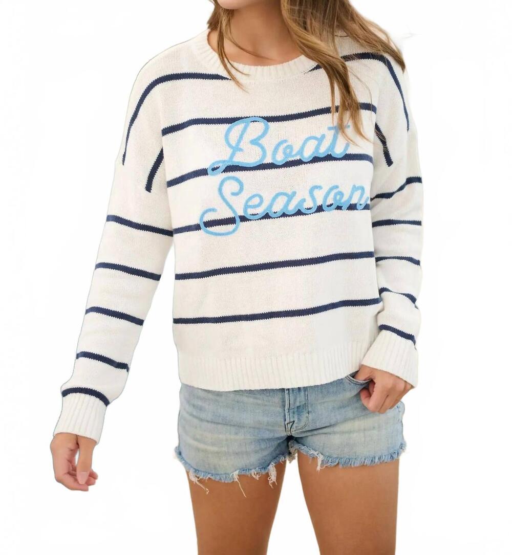 NEW SHIRALEAH boat season relaxed fit sweater in ecru